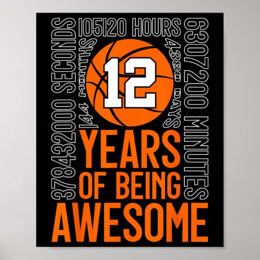 12 Jaar Wezenlijk Awesome Sketll 12e Verjaardag Poster (Voorkant)