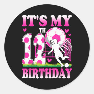 12 jarig meisje verjaardag voetbal thema feest 12e ronde sticker