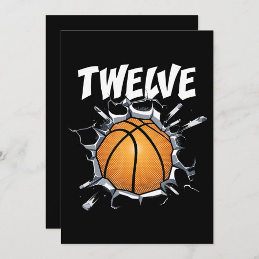 12-jarige basketbal verjaardagsfeestje 12e jongen kaart (Voorkant / Achterkant)