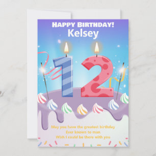 12-jarige Happy Birthday-kaart gepersonaliseerd