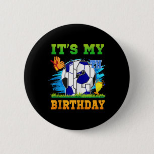12-jarige jongen Het is mijn 12e verjaardag Voetba Ronde Button 5,7 Cm