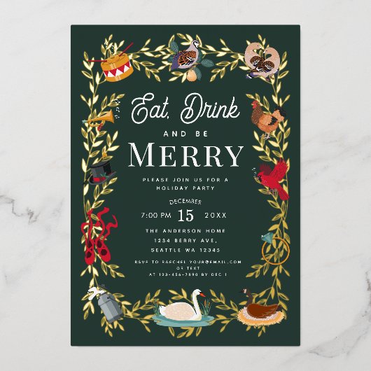 12 Jours de Noël Fête Invitation (Recto)