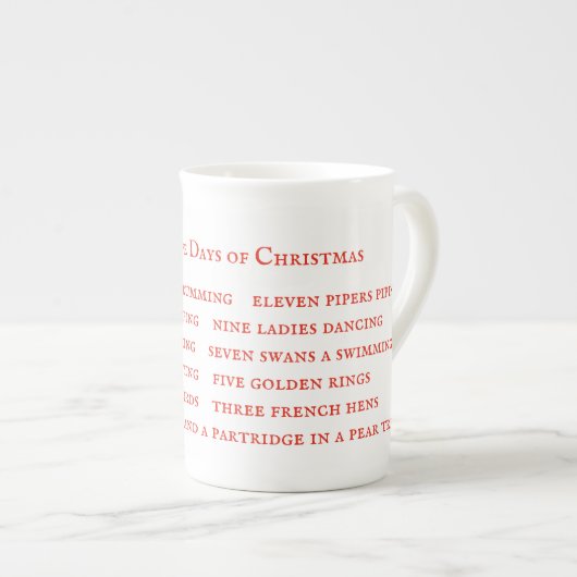 12 JOURS LYRICS Bone China Mug (Devant droit)