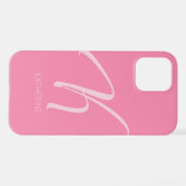 12 K Monogramme coque iphone rose personnalisé (Verso Horizontal)