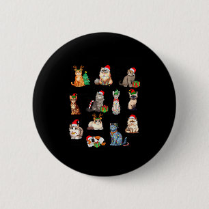 12 Katten Van Kerstmis Grappige Kerstmis Kat Liefh Ronde Button 5,7 Cm