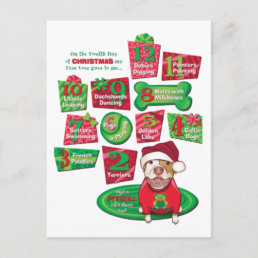 12 Kersthonden Feestdagenkaart (Voorkant)