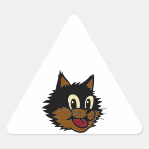 12 KUSTZWART EN BROWN NAUGHTY CAT DRIEHOEK STICKER