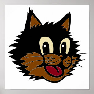 12 KUSTZWART EN BROWN NAUGHTY CAT POSTER