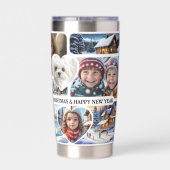12 Leuke Kerstfoto's Collage Geïsoleerde Drinkbeker (Achterkant)