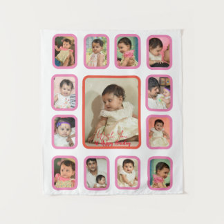 12 maanden baby foto collage wandkleed voor baby