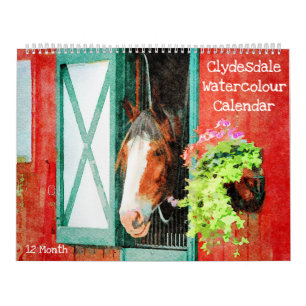 12 maanden Clydesdale Waterverf voor zware paarden Kalender