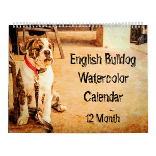 12 maanden Engelse Bulldog British Bull Dogs Art Kalender
