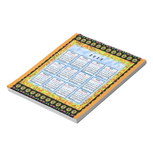 12 maanden Engelse kalender van het jaar 2025 Notitieblok (Gedraaid)
