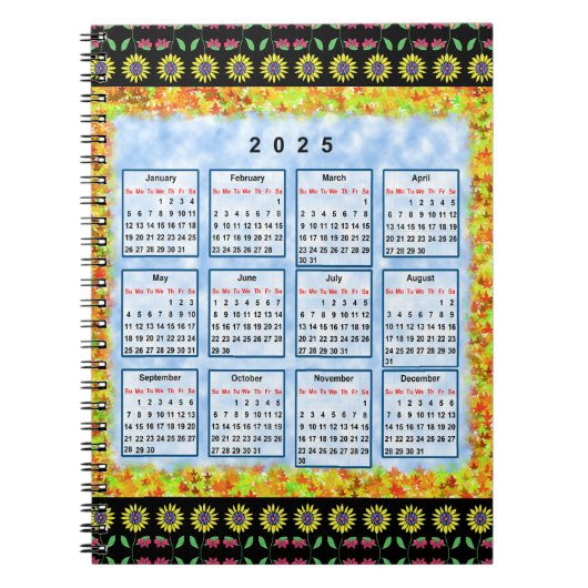 12 maanden Engelse kalender van het jaar 2025 Notitieboek (Voorkant)