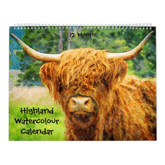 12 maanden Hogeland Koe Waterverf schilderijen Kalender