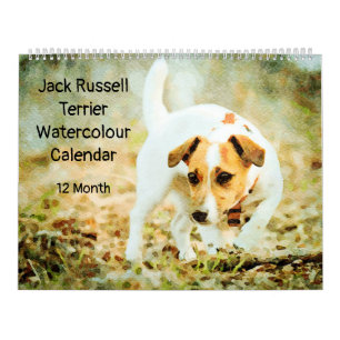12 maanden Jack Russell Terrier Dogs Waterverf Gif Kalender