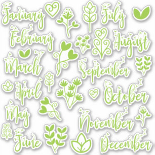 12 Maanden Leaf Journal Stickers in Lawn Green