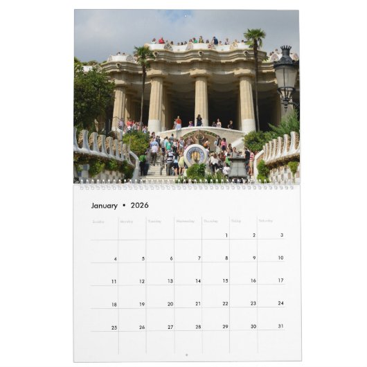 12 maanden Park Guell, Barcelona Photo Calendar Kalender (Jan 2026)