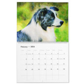 12-maands grens Collie Sheep Dogs Waterverf Art Kalender (Feb 2026)
