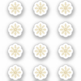 12 Mini Gold Snowflake Stickers