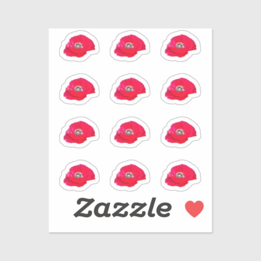 12 Mini Stickers Poppy (Feuille)