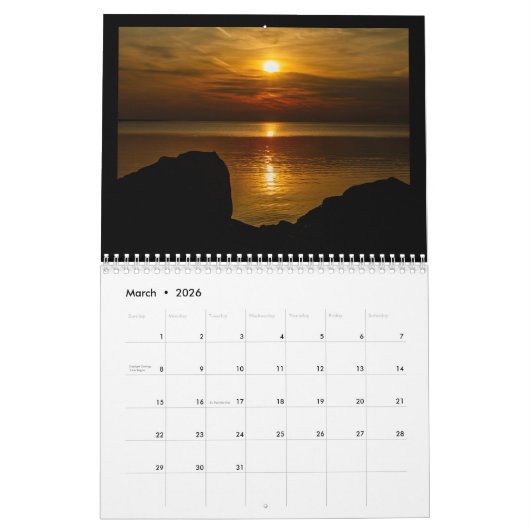 12 mois dans le calendrier central NY (Mar 2026)