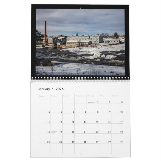 12 mois dans le calendrier central NY (Jan 2026)