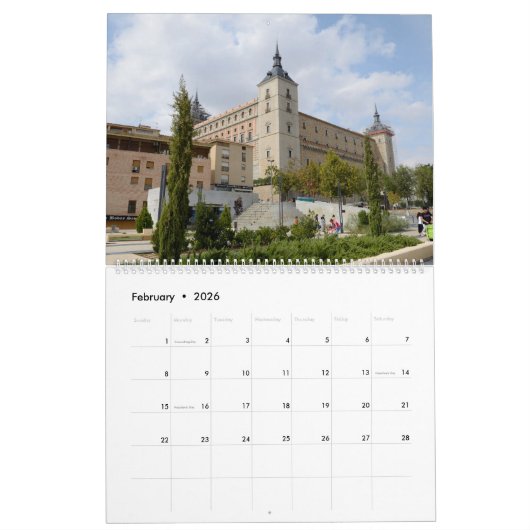 12 mois Tolède, Espagne calendrier mural (Feb 2026)