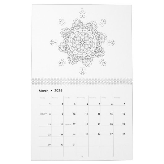 12 monate Magnifique mandala design Calendrier (Mar 2026)