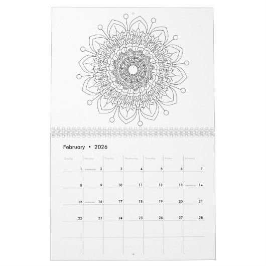 12 monate Magnifique mandala design Calendrier (Feb 2026)