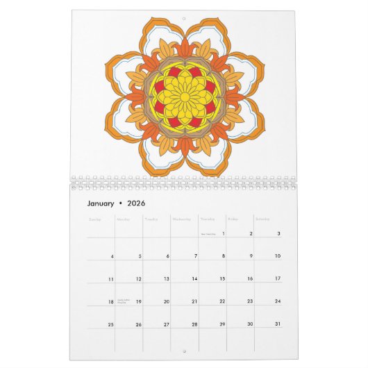 12 monate Magnifique mandala design Calendrier (Jan 2026)