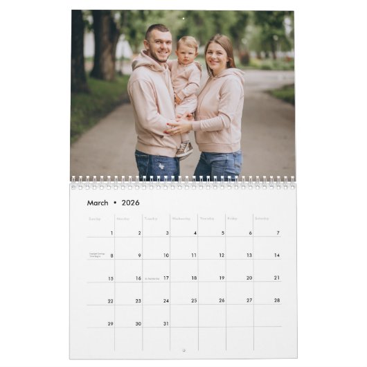 12 Month Family Custom Photo Kalender (Mar 2026)