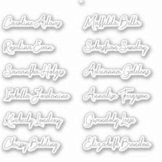 12 namen van bruiloftsgasten Calligrafie Elegant s Sticker