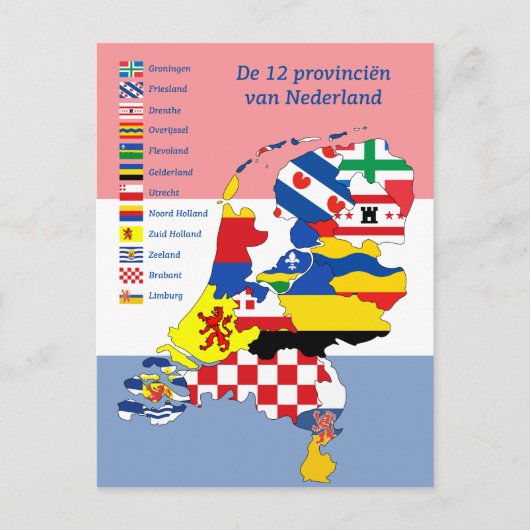 12 Nederlandse provincies Briefkaart (Voorkant)