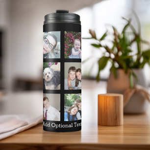 12 Optionele fotocollage-tekst — Kan zwart bewer Thermosbeker