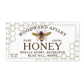 12 oz hexagon Honey Label with honeybee (Voorkant)