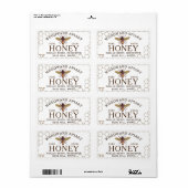 12 oz hexagon Honing Label met honingbij honingraa (Full Sheet)