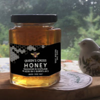 12 oz Honey Hex Jar Étiquette avec peigne de miel 
