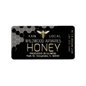 12 oz Honey Hex Jar Étiquette Queen Bee Honeycomb (Devant)