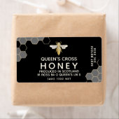 12 oz Honey Hex Jar Label honingraat & Queen bij (Insitu)