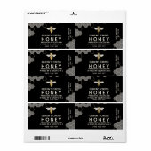 12 oz Honey Hex Jar Label honingraat & Queen bij (Full Sheet)