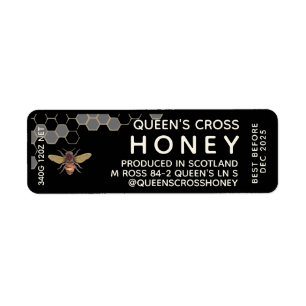 12 oz Honey Hex Jar Label met honingraat en bijen