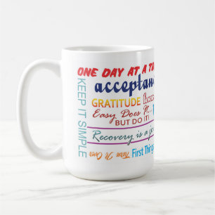 12 pas slogans sobriété mug 25z