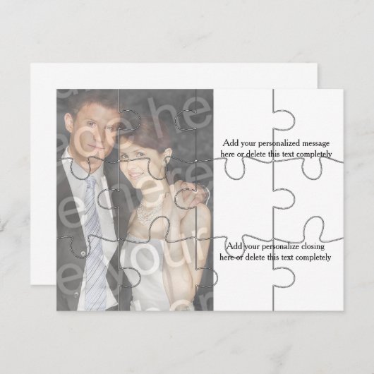12 pc Photo personnalisée "Faux" Puzzle Invitation (Devant / Derrière)
