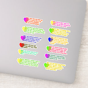 12 PCS - Stickers de message d'amour du coeur pour