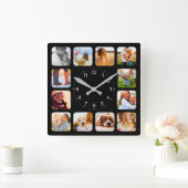 12 Photo Arrondi Black Wall Horloge (Maison)