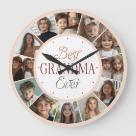 12 Photo Collage Best Grandma Ever Large Clock Grote Klok