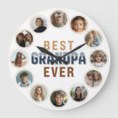 12 Photo Collage Best Grandpa Ever Grote Klok (Voorkant)
