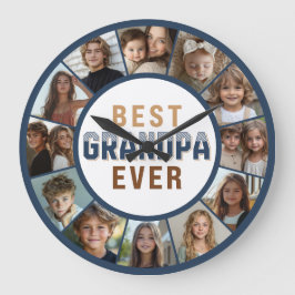 12 Photo Collage Best Grandpa Ever Large Clock Grote Klok