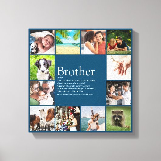 12 Photo Collage Blue Fun Cool Brother Definition Canvas Afdruk (Voorkant)